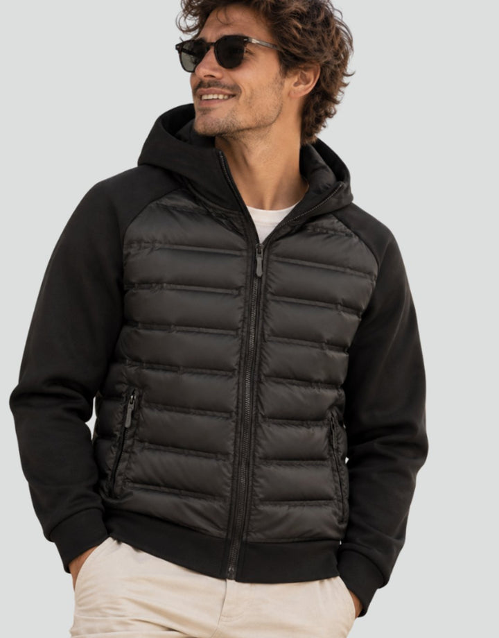 Herren Hybrid Steppjacke mit Kapuze Winterjacke