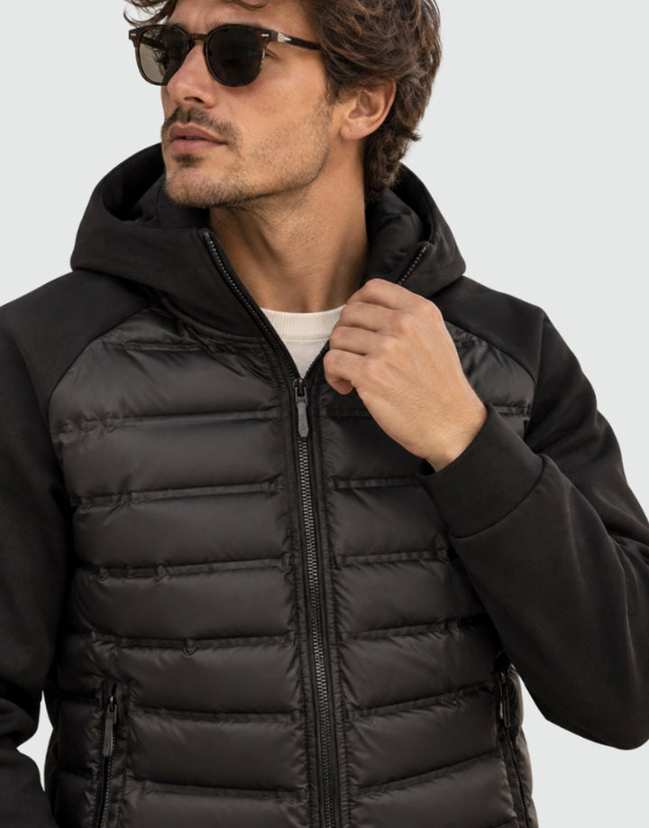 Herren Hybrid Steppjacke mit Kapuze Winterjacke