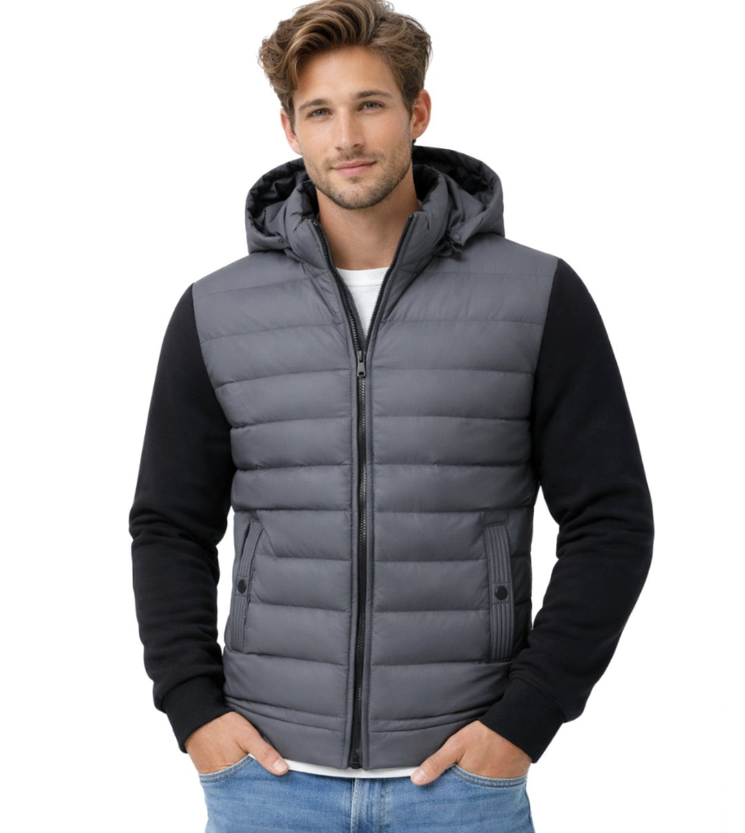 Herren Hybrid Steppjacke mit Kapuze Winterjacke