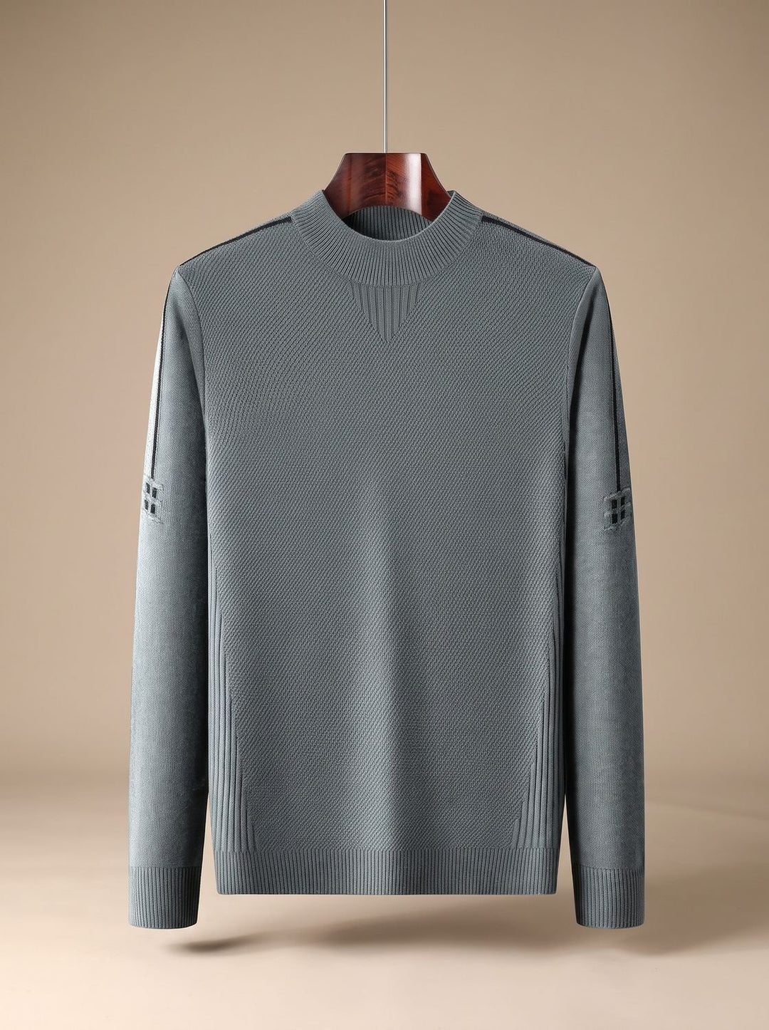 Herren Jacquard-Strickpullover mit Rippenrundhals Regular Fit