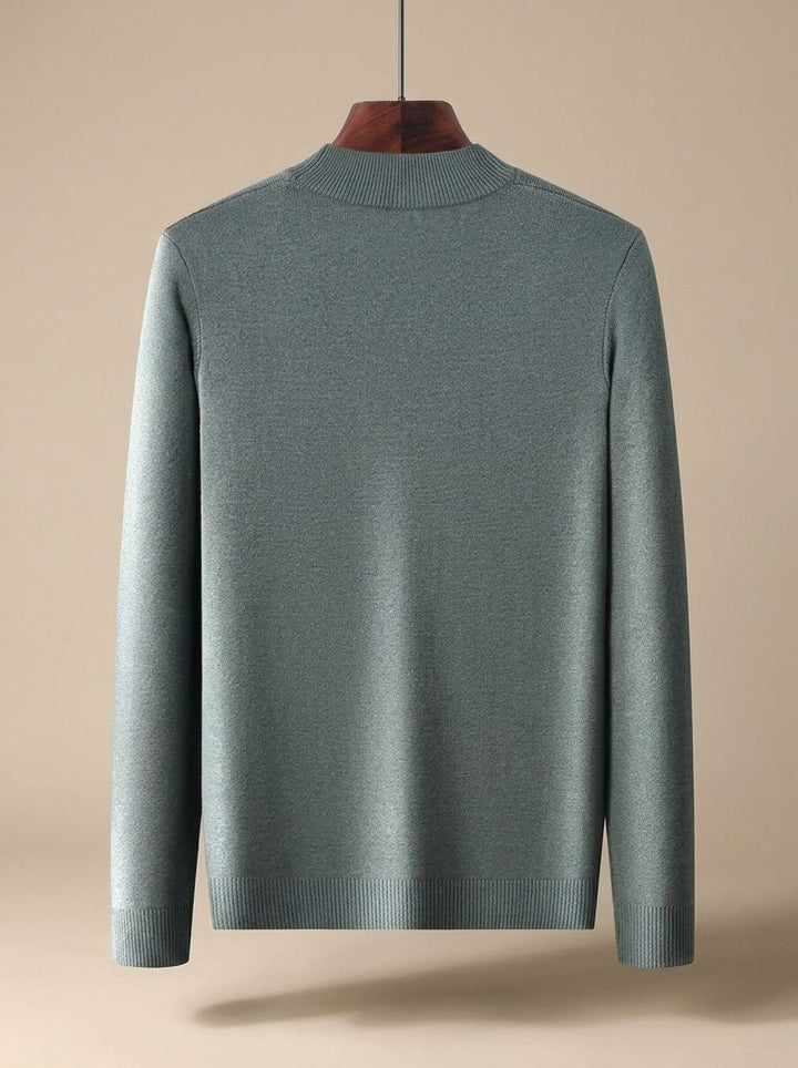 Herren Jacquard-Strickpullover mit Rippenrundhals Regular Fit
