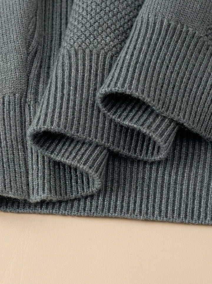Herren Jacquard-Strickpullover mit Rippenrundhals Regular Fit
