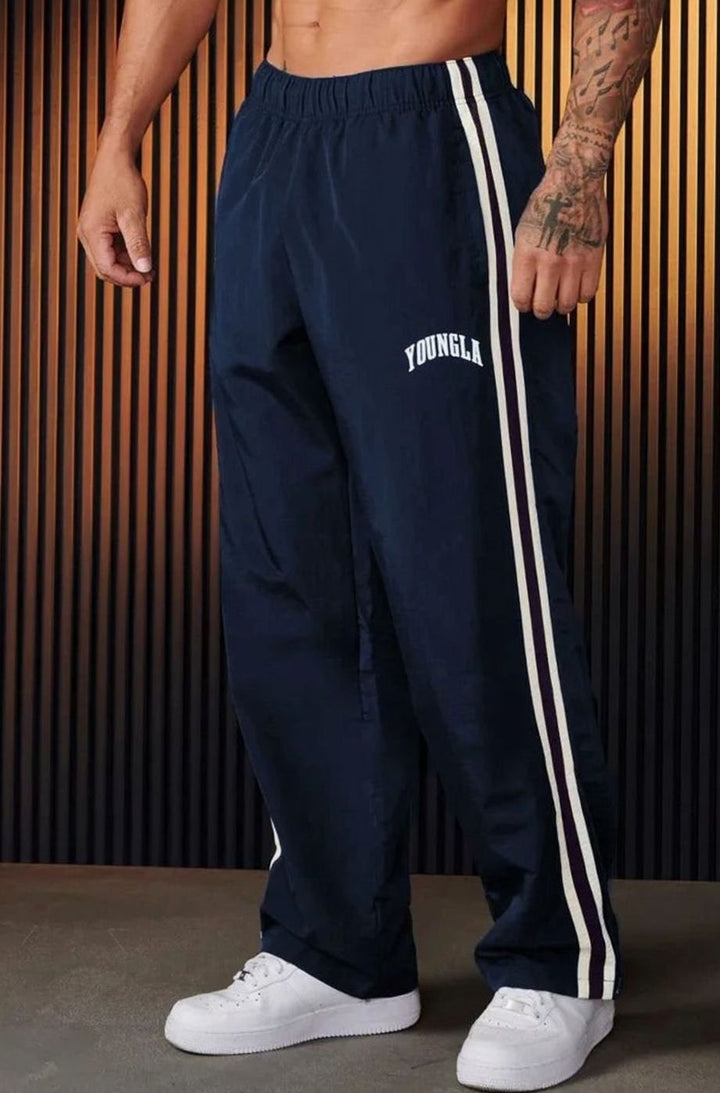 Herren Jogginghose mit seitlichen Streifen elastischem Bund - Marineblau