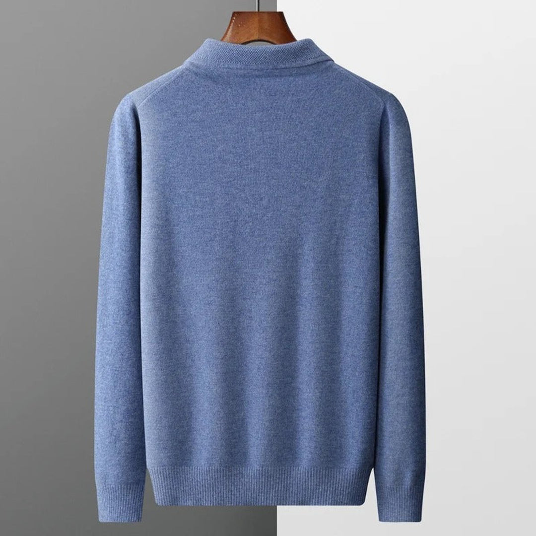 Herren Kaschmir Polo Knit Sweater Langarm Business Strickpullover