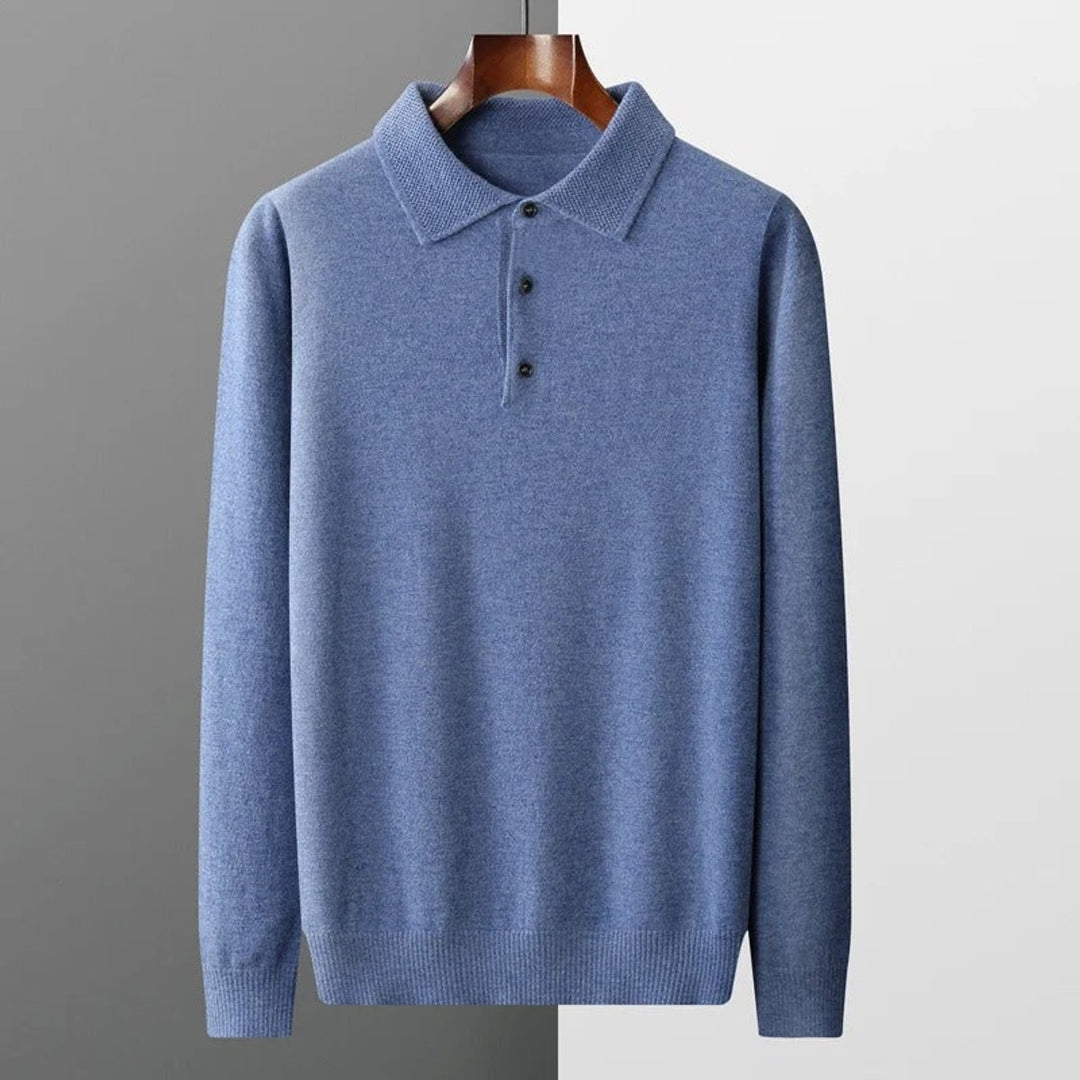 Herren Kaschmir Polo Knit Sweater Langarm Business Strickpullover
