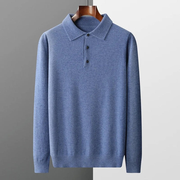 Herren Kaschmir Polo Knit Sweater Langarm Business Strickpullover
