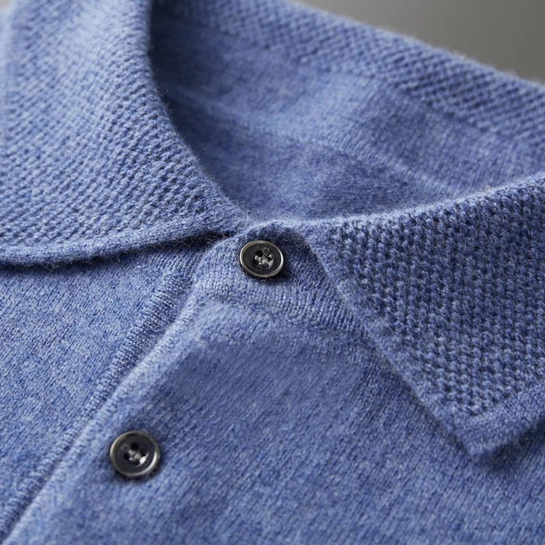Herren Kaschmir Polo Knit Sweater Langarm Business Strickpullover