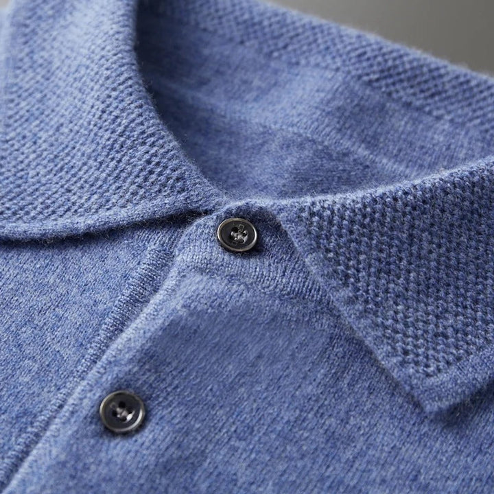 Herren Kaschmir Polo Knit Sweater Langarm Business Strickpullover