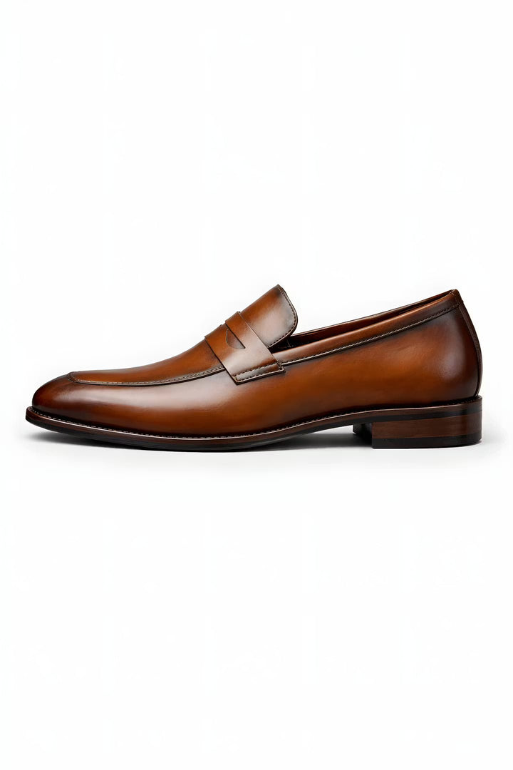 Herren Klassische Penny-Loafer Slip-On Lackschuhe - Brown