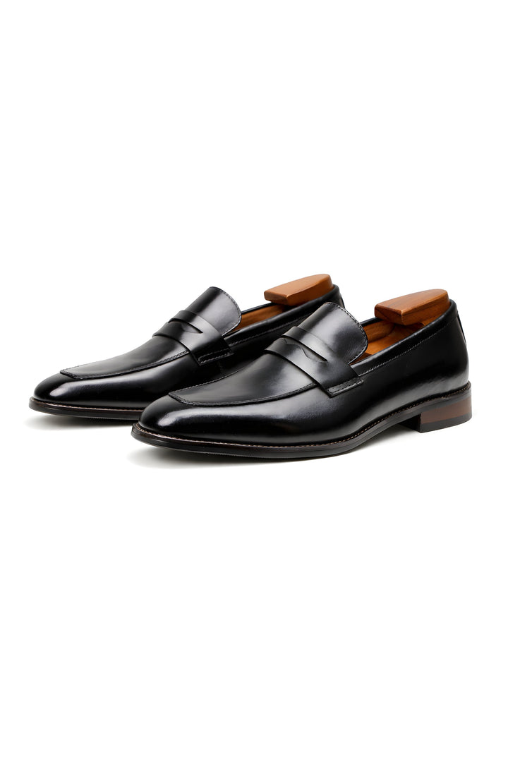 Herren Klassische Penny-Loafer Slip-On Lackschuhe - Black