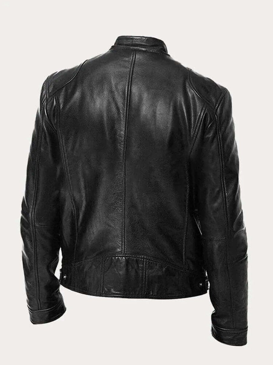 Herren Klassische Slim-Fit Echtleder Bikerjacke