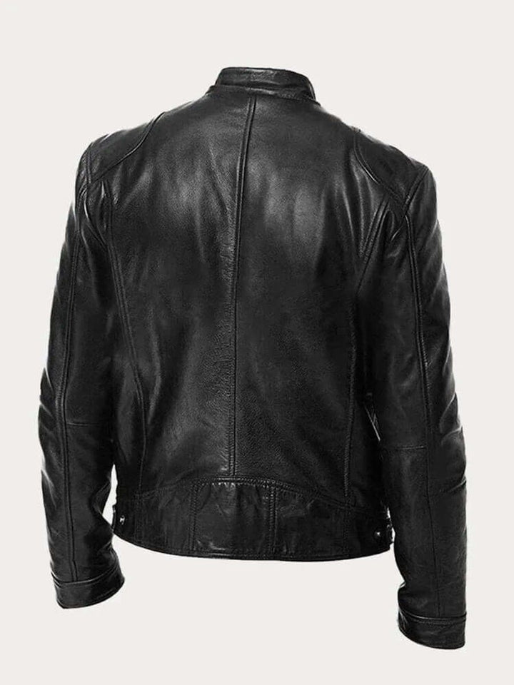Herren Klassische Slim-Fit Echtleder Bikerjacke