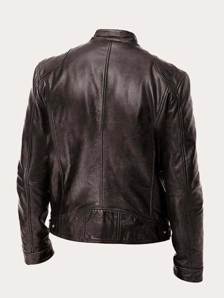 Herren Klassische Slim-Fit Echtleder Bikerjacke