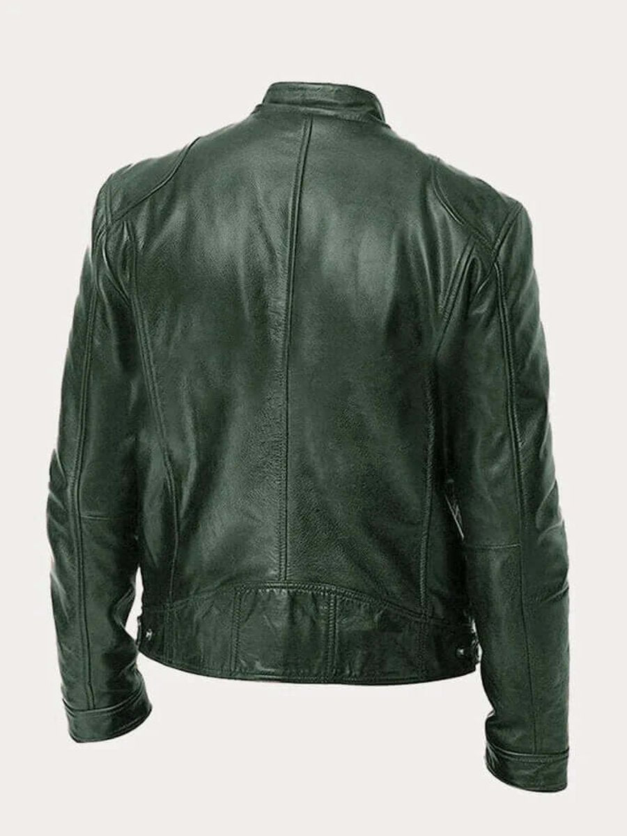 Herren Klassische Slim-Fit Echtleder Bikerjacke
