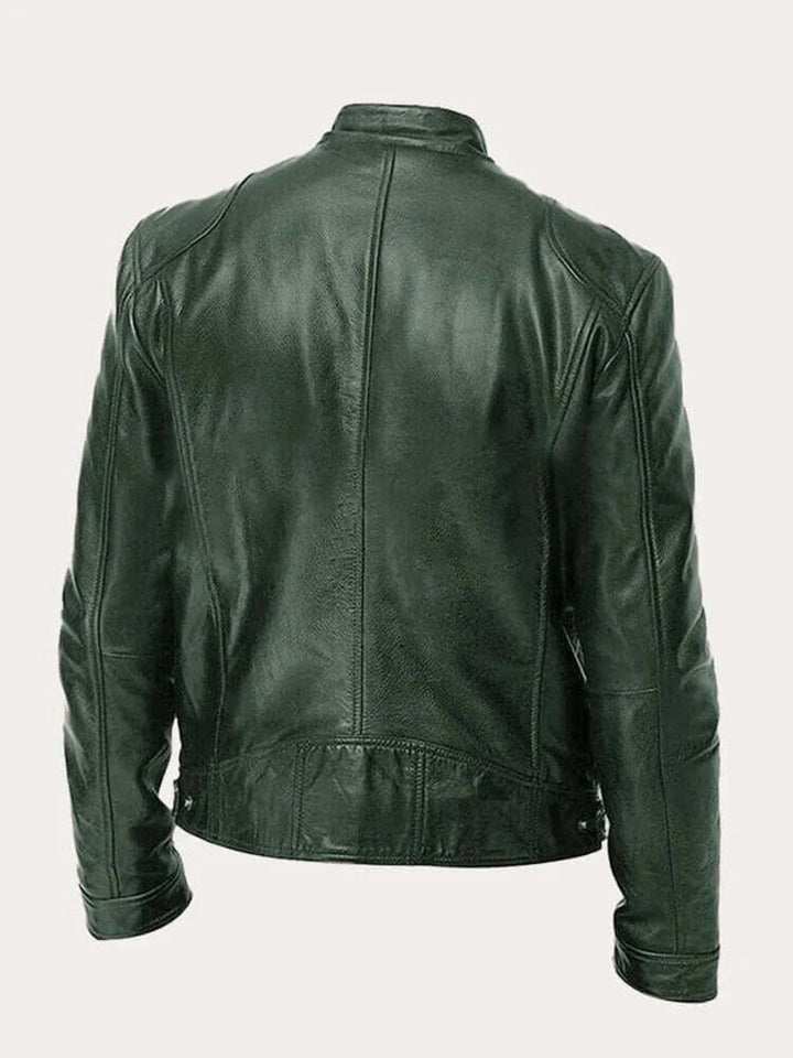 Herren Klassische Slim-Fit Echtleder Bikerjacke