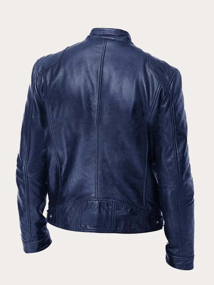Herren Klassische Slim-Fit Echtleder Bikerjacke