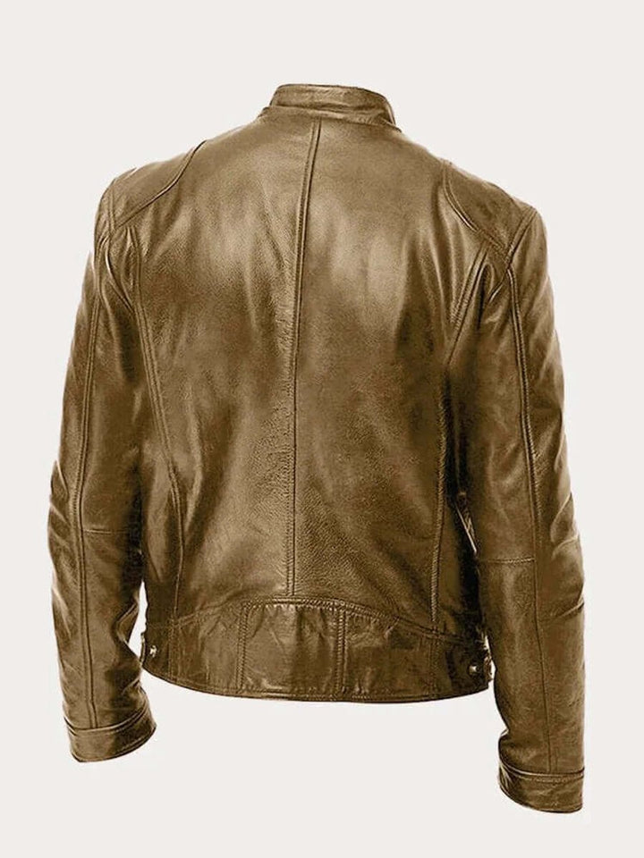 Herren Klassische Slim-Fit Echtleder Bikerjacke