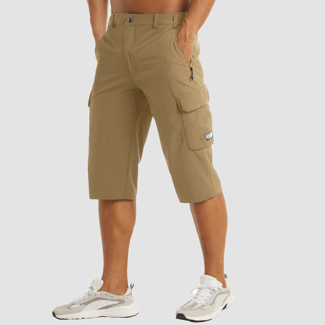 Herren Knielange Cargo Shorts mit Seitentaschen - Khaki