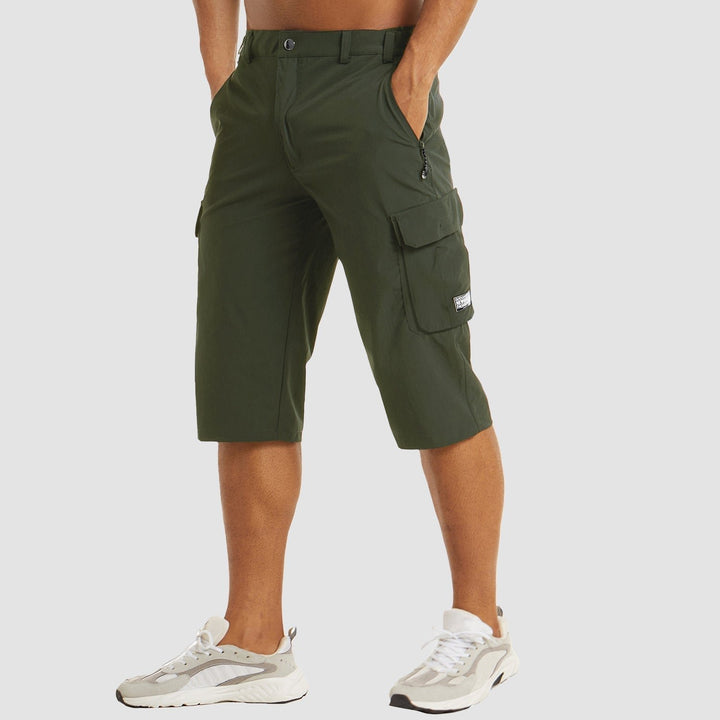 Herren Knielange Cargo Shorts mit Seitentaschen - Dark Green