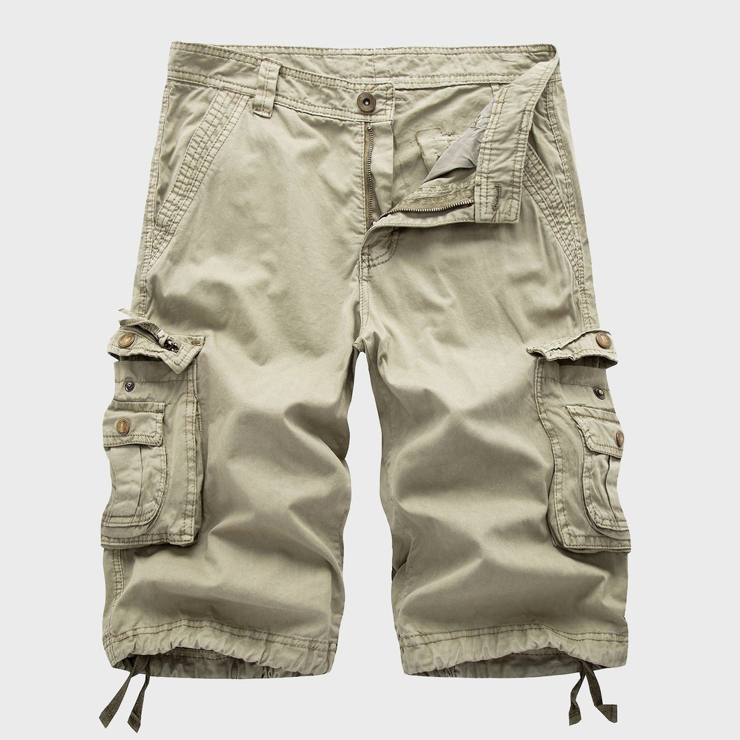 Herren Knielange Cargo Shorts mit verstellbarem Kordelzug - Beige