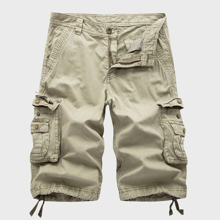 Herren Knielange Cargo Shorts mit verstellbarem Kordelzug - Beige