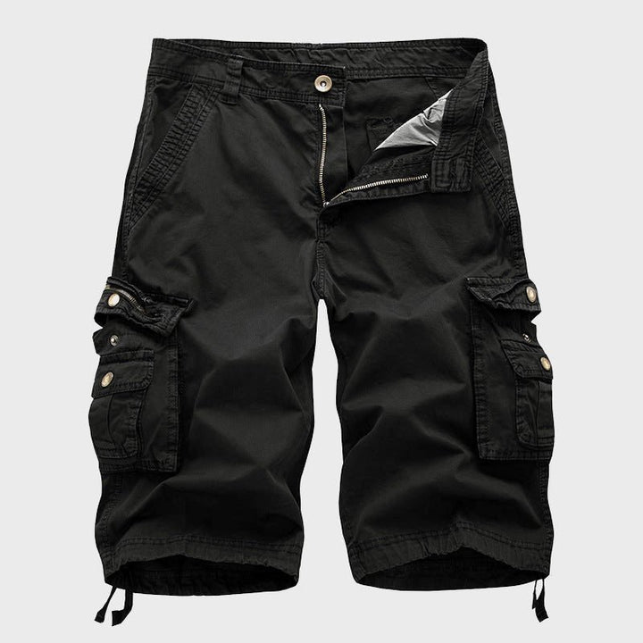 Herren Knielange Cargo Shorts mit verstellbarem Kordelzug - Black