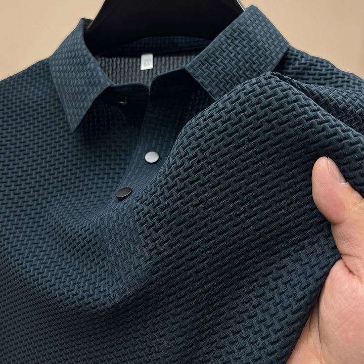 Herren Knitterfreies Kurzarm-Poloshirt mit Klassischem Kragen - Marineblau