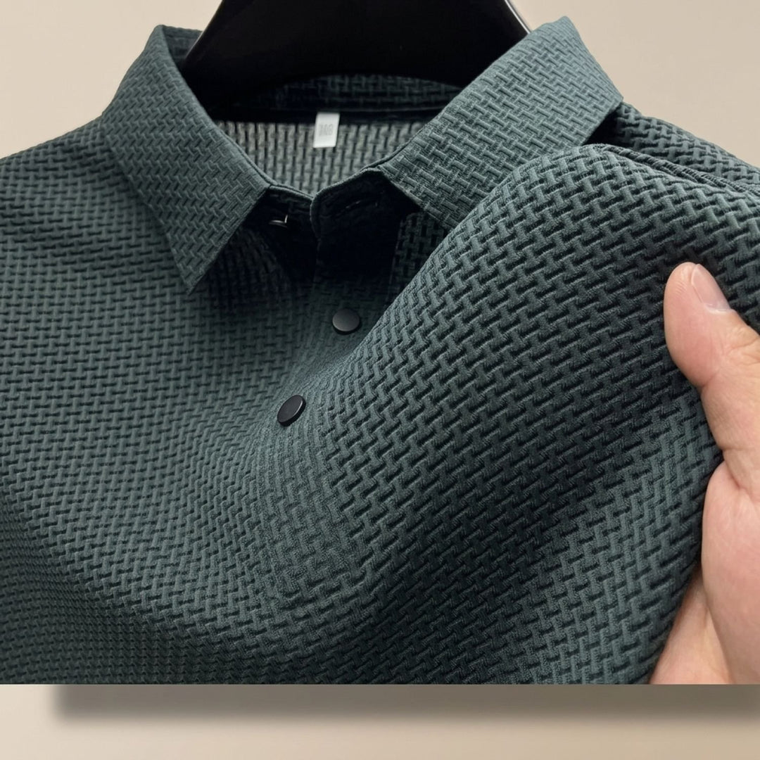 Herren Knitterfreies Kurzarm-Poloshirt mit Klassischem Kragen - Dunkelgrün