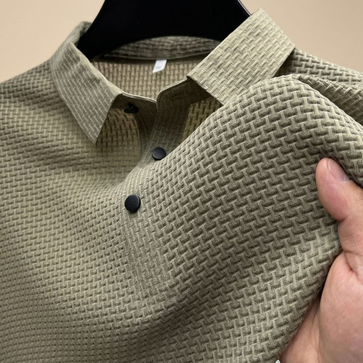 Herren Knitterfreies Kurzarm-Poloshirt mit Klassischem Kragen - Hellgrün