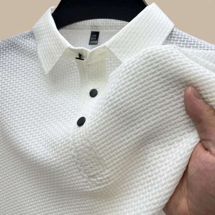 Herren Knitterfreies Kurzarm-Poloshirt mit Klassischem Kragen - Weiß