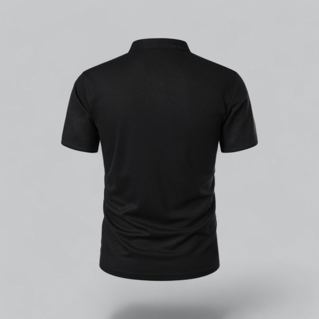 Herren Kragenlos Baumwoll Poloshirt Kurze Ärmel