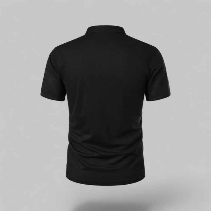 Herren Kragenlos Baumwoll Poloshirt Kurze Ärmel