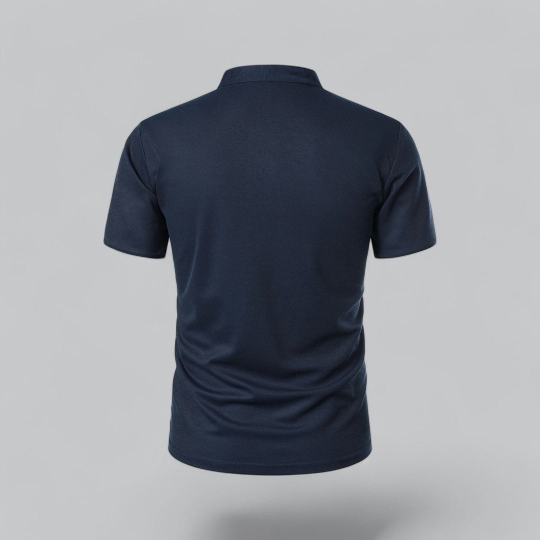 Herren Kragenlos Baumwoll Poloshirt Kurze Ärmel