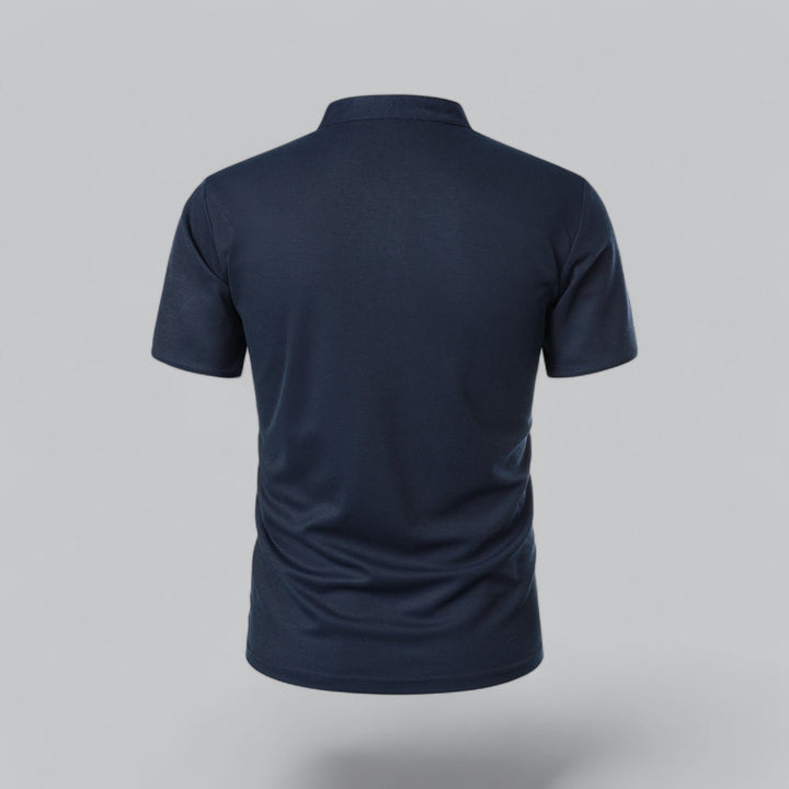 Herren Kragenlos Baumwoll Poloshirt Kurze Ärmel