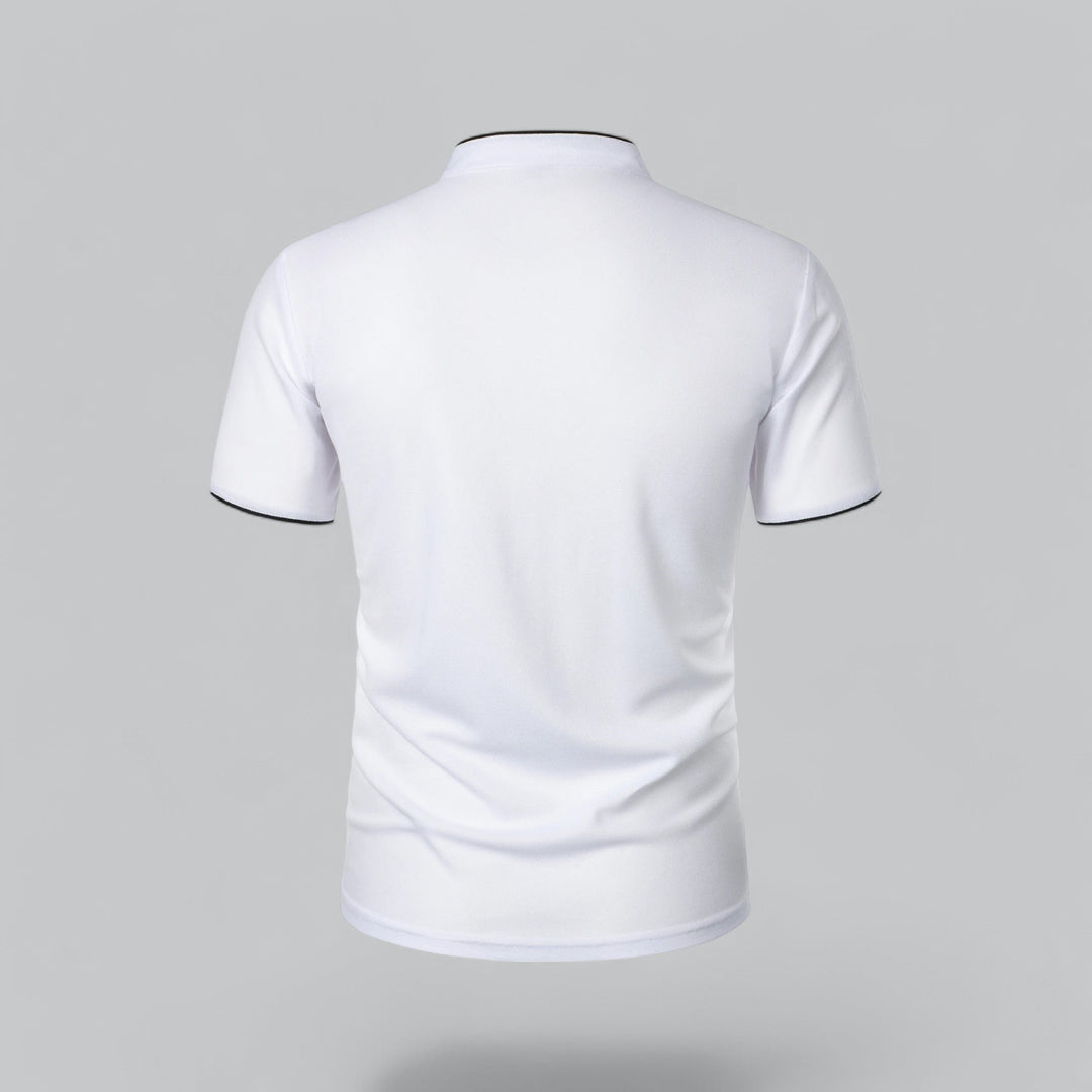 Herren Kragenlos Baumwoll Poloshirt Kurze Ärmel