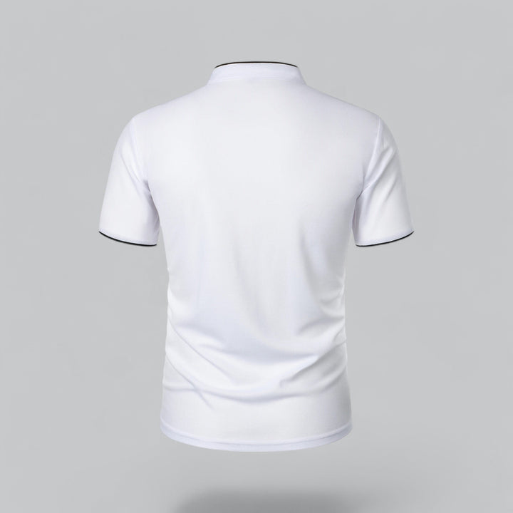 Herren Kragenlos Baumwoll Poloshirt Kurze Ärmel