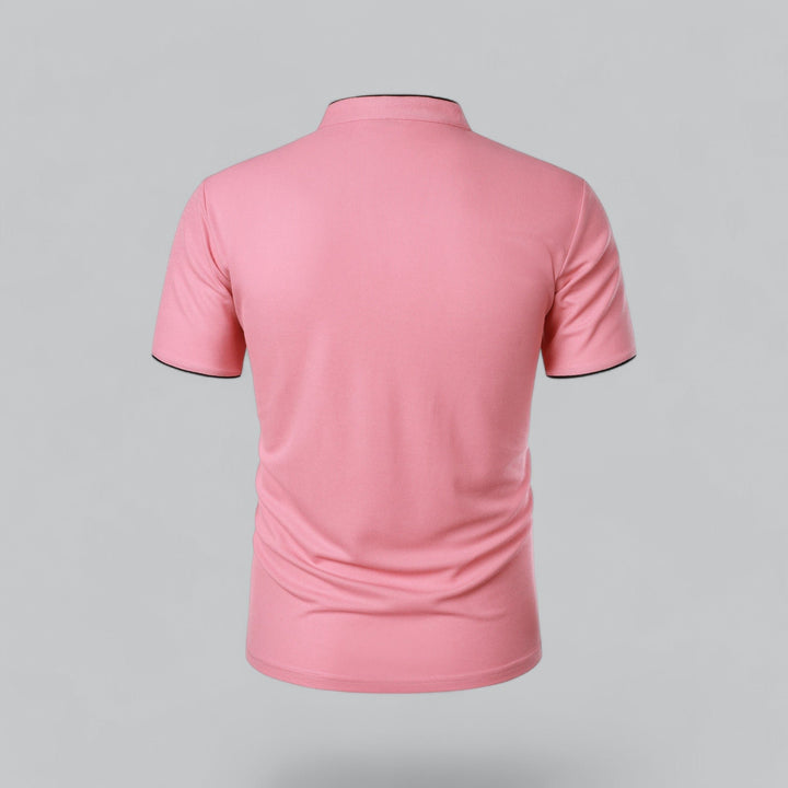 Herren Kragenlos Baumwoll Poloshirt Kurze Ärmel
