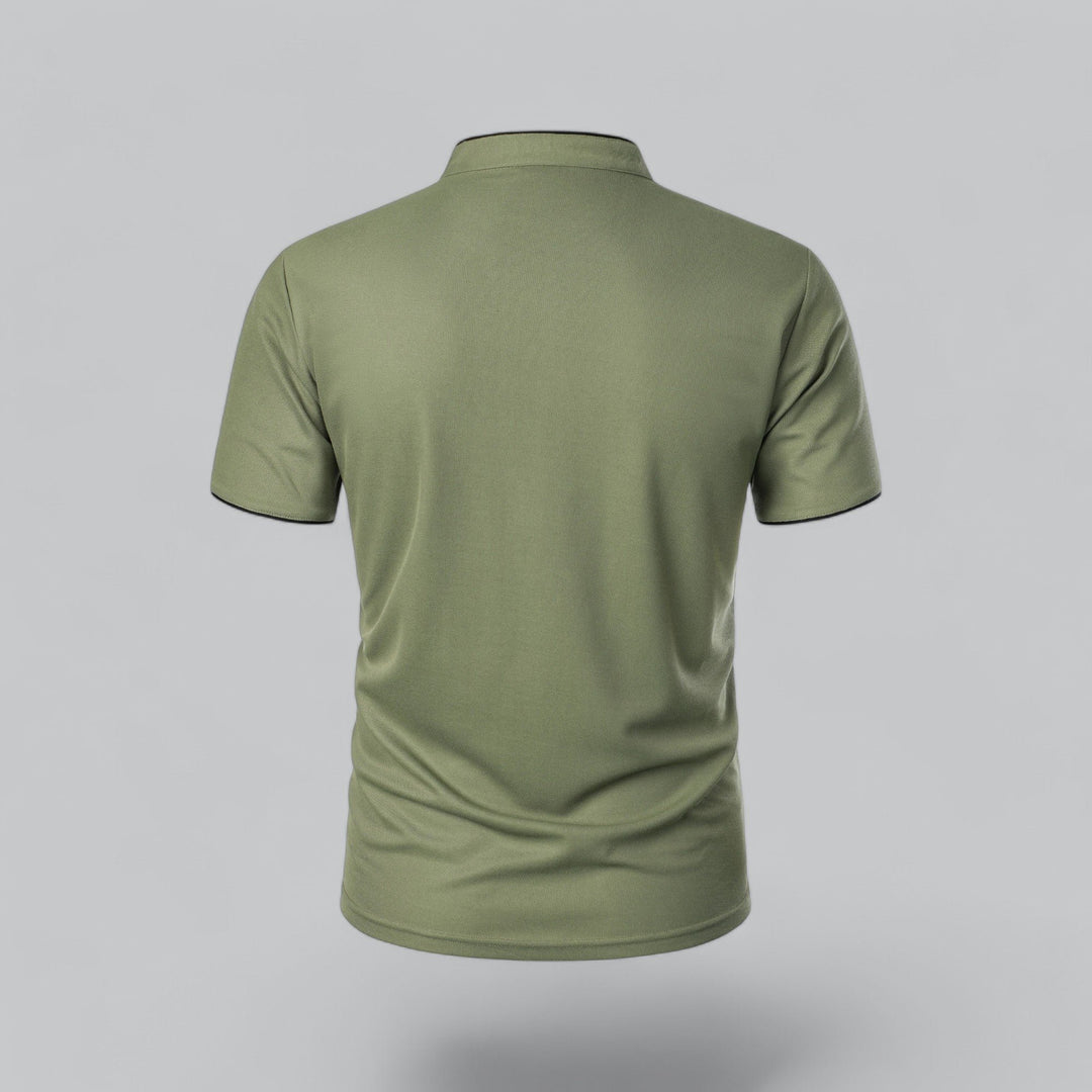 Herren Kragenlos Baumwoll Poloshirt Kurze Ärmel
