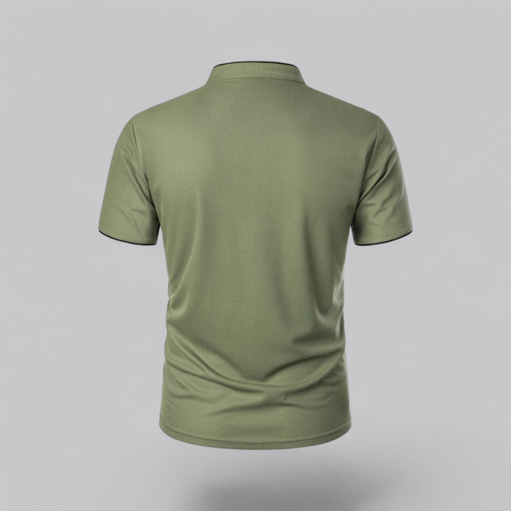 Herren Kragenlos Baumwoll Poloshirt Kurze Ärmel