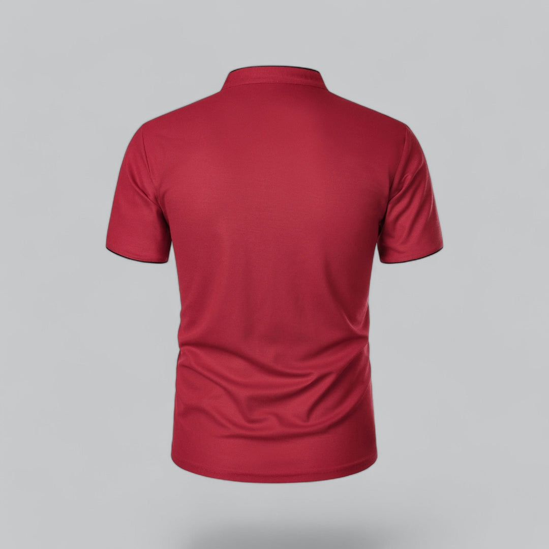 Herren Kragenlos Baumwoll Poloshirt Kurze Ärmel
