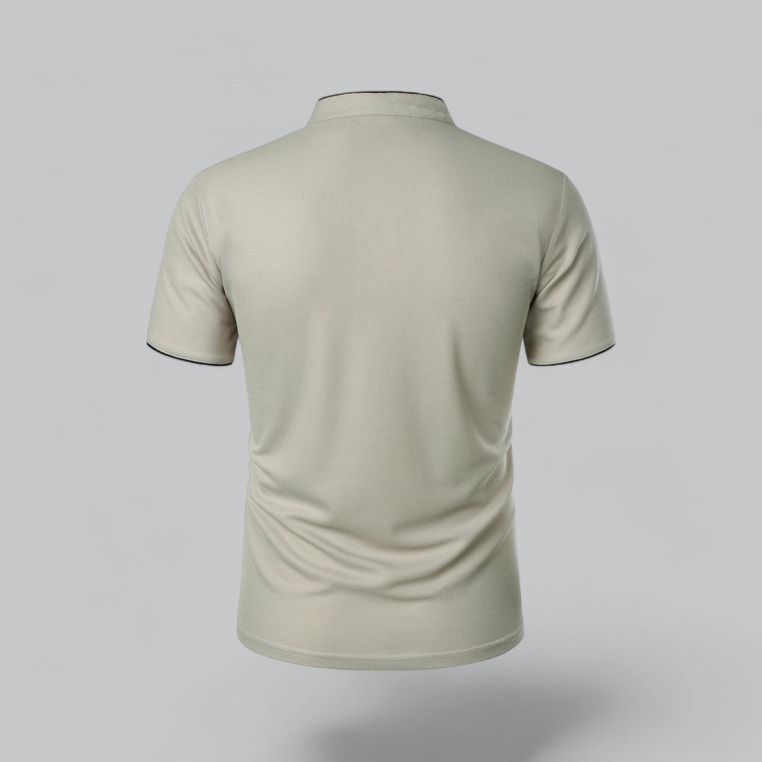 Herren Kragenlos Baumwoll Poloshirt Kurze Ärmel