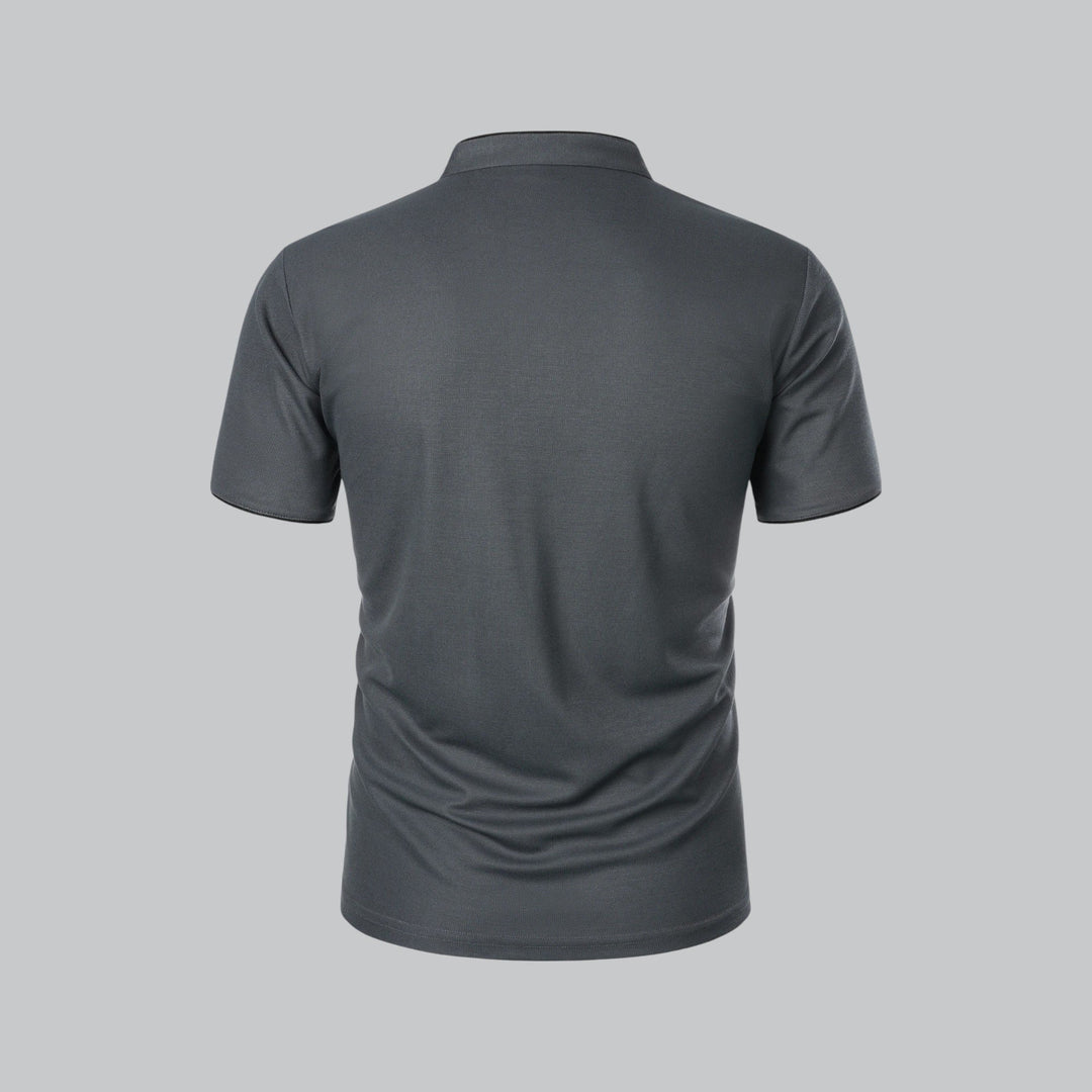 Herren Kragenlos Baumwoll Poloshirt Kurze Ärmel