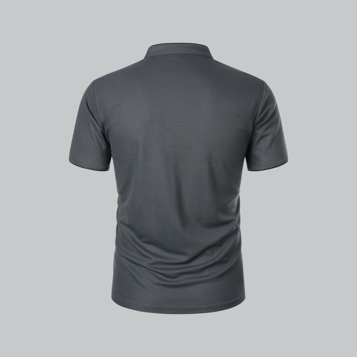 Herren Kragenlos Baumwoll Poloshirt Kurze Ärmel