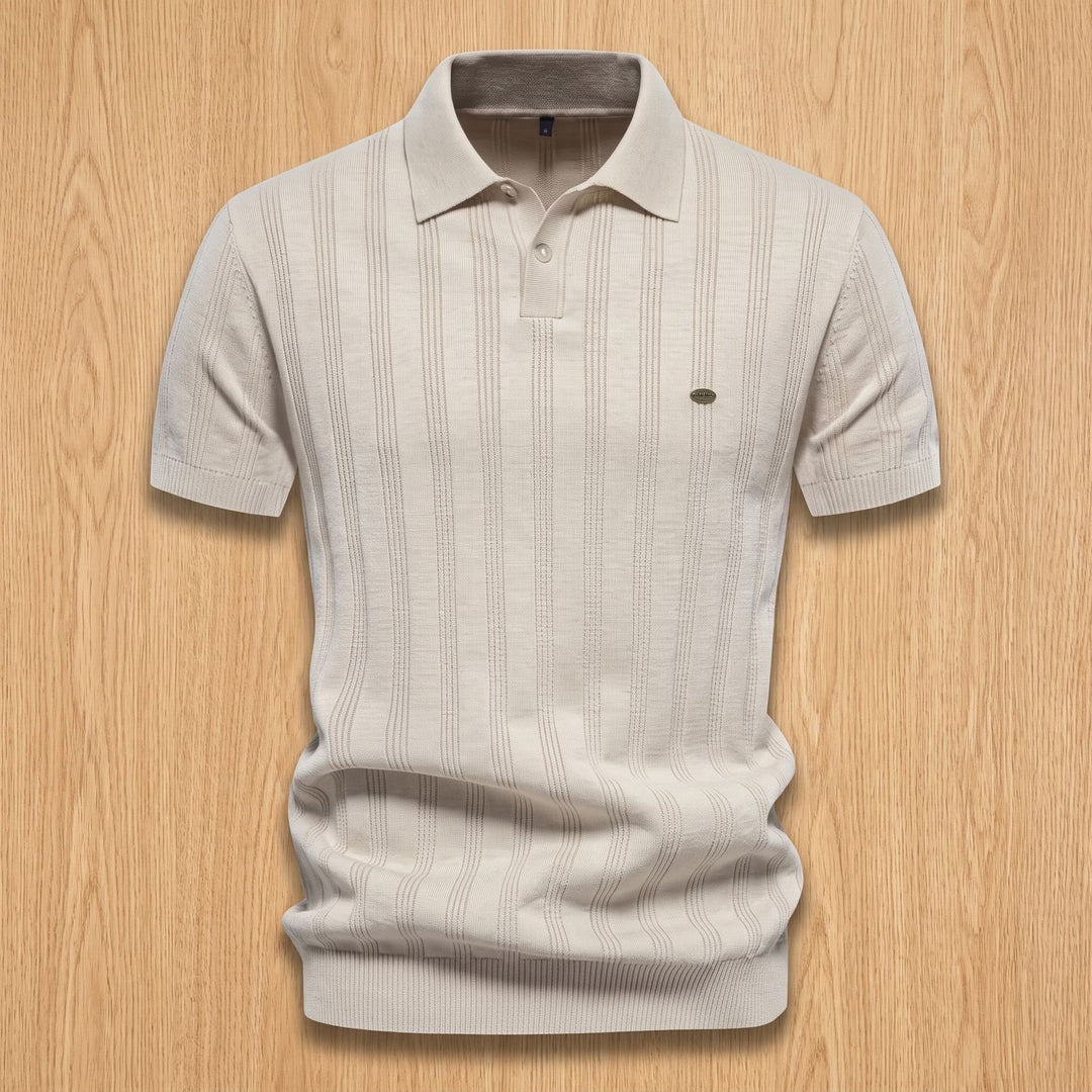 Herren Kurzarm-Poloshirt Atmungsaktives Strick-Polo mit Reverskragen - Beige