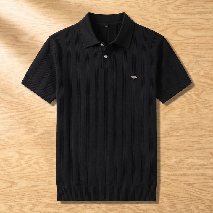 Herren Kurzarm-Poloshirt Atmungsaktives Strick-Polo mit Reverskragen - Schwarz