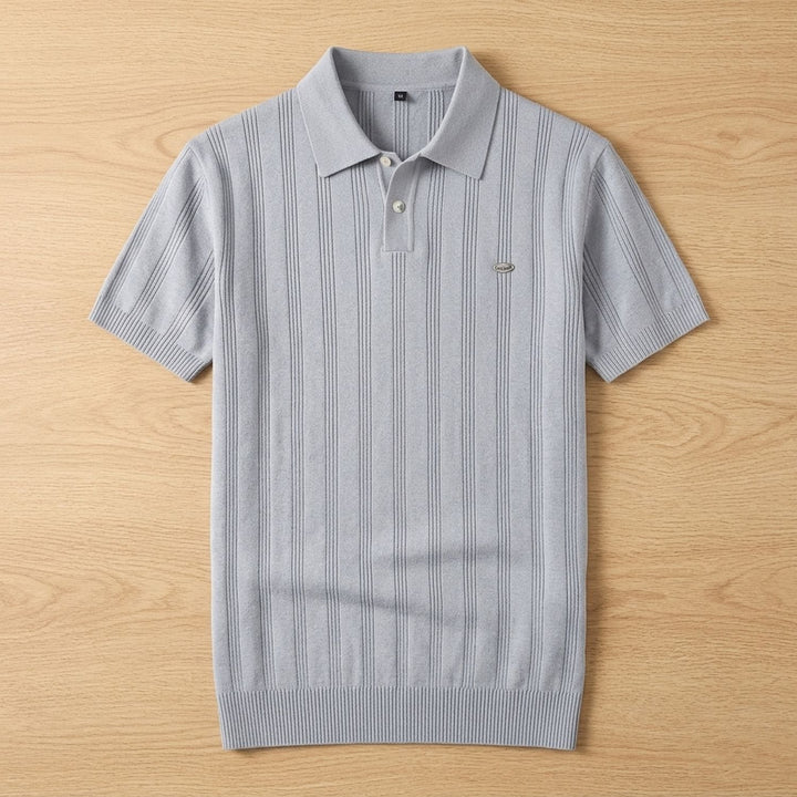Herren Kurzarm-Poloshirt Atmungsaktives Strick-Polo mit Reverskragen - Hellgrau