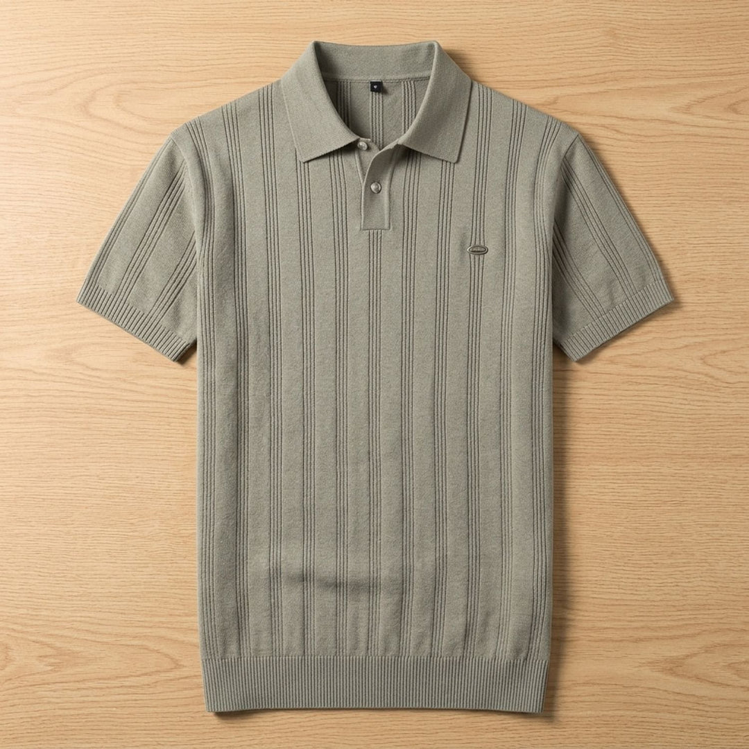 Herren Kurzarm-Poloshirt Atmungsaktives Strick-Polo mit Reverskragen - Khaki