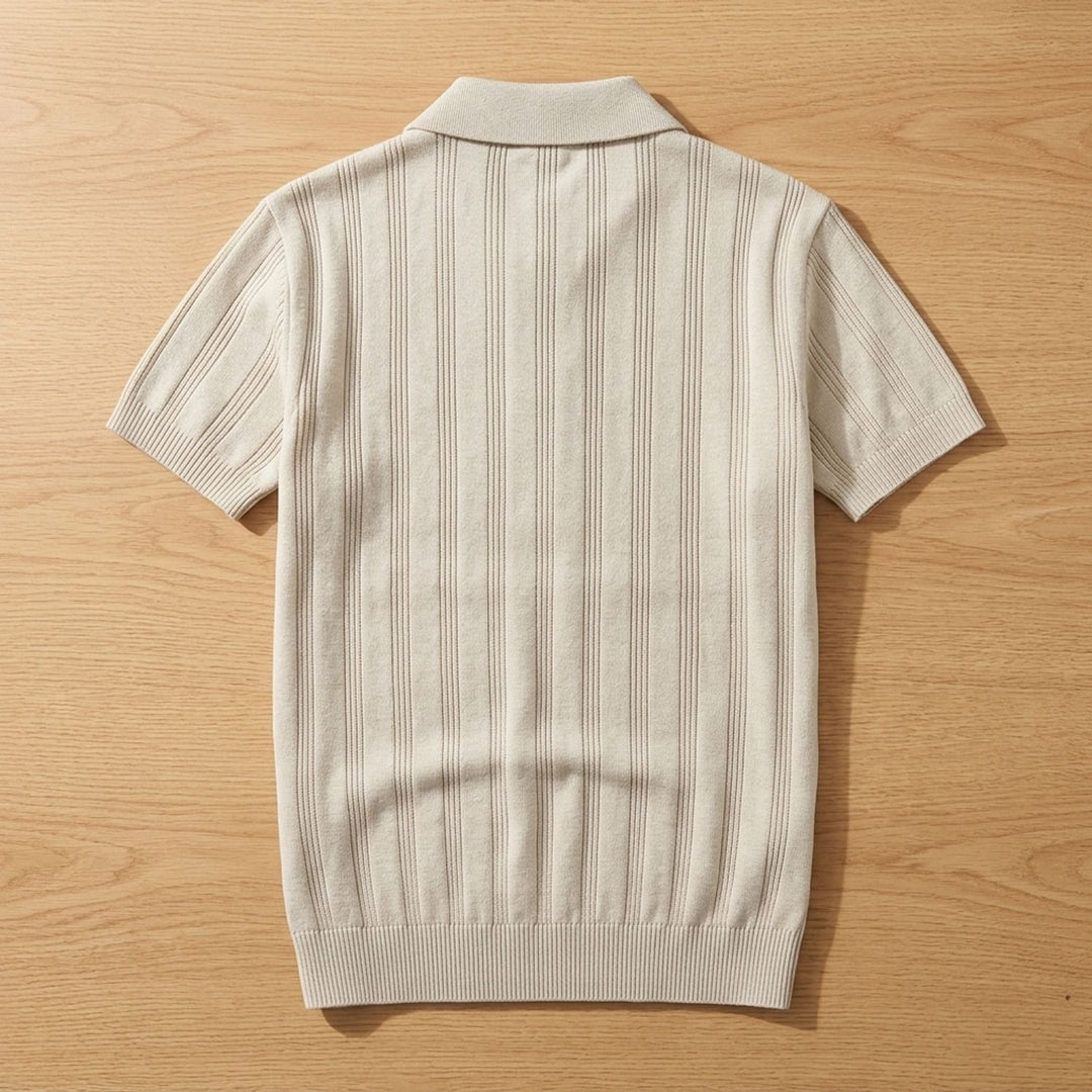Herren Kurzarm-Poloshirt Atmungsaktives Strick-Polo mit Reverskragen