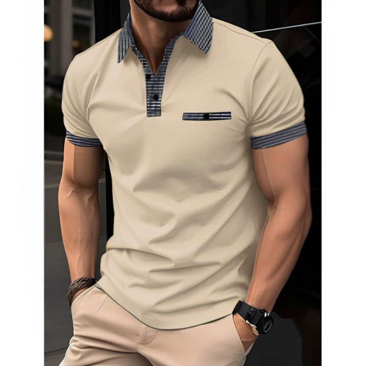Herren Kurzarm-Poloshirt Kontrastkragen Slim-Fit - Hellgelb