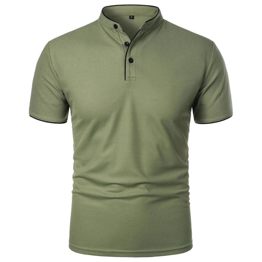 Herren Kurzarm-Poloshirt Stehkragen Knitterfreies Piqué-Shirt - Grün